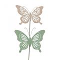 Floristik24 Picchetto in metallo farfalla rosa verde 10,5x8,5 cm 4 pezzi