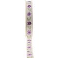 Floristik24 Nastro regalo fiori nastro di cotone viola bianco 15 mm 20 m