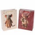 Floristik24 Sacchetto regalo con motivo di topo e stelle per Natale, 24 cm, 2 pezzi