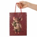 Sacchetto regalo con motivo di topo e stelle per Natale, 24 cm, 2 pezzi | Floristik24.it