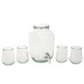 Floristik24 Set dispenser in vetro con rubinetto e 4 bicchieri H25,5cm