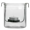 Floristik24 Lanterna in vetro con porta tea light in metallo nero Ø9×H10cm