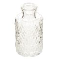 Floristik24 Mini vaso in vetro con motivo a rombi, piccolo vaso da tavolo, bottiglia, trasparente, 9 cm, 6 pezzi