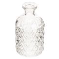 Floristik24 Bottiglia in vetro con motivo a rombi, bottiglia decorativa, vaso, piccola, 13 cm, 6 pezzi