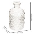 Bottiglia in vetro con motivo a rombi, bottiglia decorativa, vaso, piccola, 13 cm, 6 pezzi | Floristik24.it