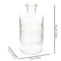 Bottiglia in vetro decorata, cilindrica, trasparente, vaso decorativo, 15 cm, 6 pezzi | Floristik24.it