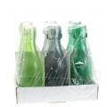 Floristik24 Vaso bottiglia di vetro Ø5cm H16cm verde / grigio 6 pezzi