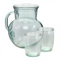 Floristik24 Brocca di vetro con bicchieri, set di bevande per servire Bluastro trasparente H20cm/11,5cm 5 pezzi