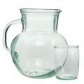 Floristik24 Brocca di vetro con bicchieri, set di bevande per servire Bluastro trasparente H20cm/11,5cm 5 pezzi