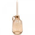 Floristik24 Candeliere in vetro a lume di candela in vetro marrone Deco H22cm