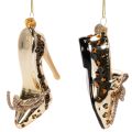 Ornamenti in vetro a forma di scarpa con stampa leopardata, decorazione per albero di Natale, 13 cm, 2 pezzi | Floristik24.it