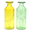 Floristik24 Bottiglia vaso di vetro giallo, verde H19cm 2 pezzi