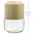 Floristik24 Vaso in vetro con vaso decorativo in legno per floristica secca H20cm