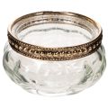 Floristik24 Portacandele in vetro con bordo decorativo in metallo, 6 cm, 4 pezzi