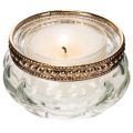 Portacandele in vetro con bordo decorativo in metallo, 6 cm, 4 pezzi | Floristik24.it