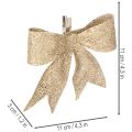 Fiocco glitterato, fiocco decorativo, oro con clip, 11 cm, 4 pezzi | Floristik24.it