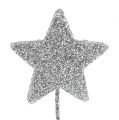 Floristik24 Stella glitterata argento 5 cm sul filo L22 cm 48 pezzi