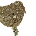 Floristik24 Uccello glitter 8 cm oro con clip 6 pezzi