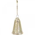 Floristik24 Campanella di Natale da appendere, Avvento, campana dorata, aspetto antico, Ø10.5cm H17cm
