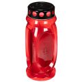 Floristik24 Candela funeraria rossa, coperchio nero, candela commemorativa 4 giorni 23 cm