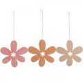 Floristik24 Ciondolo in legno fiore decorativo fiore in legno arancione/rosa/giallo 12 pezzi