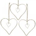 Cuore decorativo da appendere, decorazione da appendere cuore in metallo dorato 10,5 cm 6 pezzi