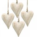 Floristik24 Cuore in legno, cuore decorativo da appendere, decorazione cuore H10cm 4pz