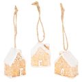 Floristik24 Casetta di pan di zenzero in ceramica, decorazione da appendere, decorazione invernale natalizia, 6 cm, 3 pezzi