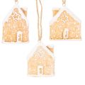 Casetta di pan di zenzero in ceramica, decorazione da appendere, decorazione invernale natalizia, 6 cm, 3 pezzi | Floristik24.it
