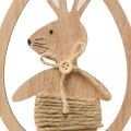 Ciondolo decorativo decorazione pasquale in legno coniglio nell&#39;uovo 9×1,5×23 cm 6 pezzi