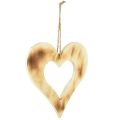 Floristik24 Cuori decorativi in legno da appendere cuore bruciato nel cuore 20 cm 3 pezzi