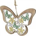 Floristik24 Farfalla da appendere, fiore pendente in legno, decoro primaverile con brillantini H11/14,5cm 4pz