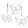 Floristik24 Decorazione a farfalla appesa decorazione in metallo vintage bianco 15×12 cm 3 pezzi