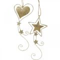 Floristik24 Ciondolo decorazione natalizia Stella cuore d&#39;oro natalizio 4 pezzi