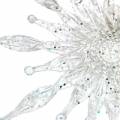Floristik24 Fiocco di neve da appendere 11cm trasparente, glitter 12pz