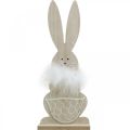 Floristik24 Coniglietto con cesto Coniglietto pasquale in legno decorazione Pasqua natura H30cm