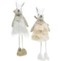 Floristik24 Seggiolino per il bordo del coniglio con decorazione pasquale 26 cm Figura di coniglietto pasquale 2 pezzi
