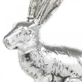 Floristik24 Coniglietto pasquale seduto figura di coniglietto d&#39;argento decorazione da tavola Pasqua 16,5 cm