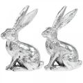 Floristik24 Coniglietto pasquale seduto Coniglio argento Figura decorativa Pasqua 13 cm 2 pezzi