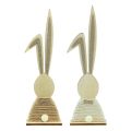 Floristik24 Coniglietti con coniglietti in legno glitter decorazione da tavolo Pasqua H36cm 2 pezzi