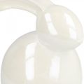 Floristik24 Coniglietto in ceramica, figura pasquale, decoro primaverile, coniglietto pasquale bianco, madreperla H17cm
