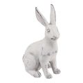 Floristik24 Coniglio seduto coniglio decorativo pietra artificiale bianco grigio H21,5 cm