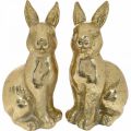 Floristik24 Coniglietto decorativo oro seduto, coniglietto da decorare, coppia di coniglietti pasquali, H16.5cm 2pz