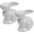 Floristik24 Coniglietto pasquale bianco in ceramica lepre decorativa seduta H8,5 cm 4 pezzi