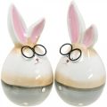 Floristik24 Coniglietti pasquali in ceramica con occhiali, decorazione pasquale coppia coniglietti H19cm 2pz