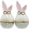 Floristik24 Coniglietti pasquali in ceramica con occhiali, decorazione pasquale coppia coniglietti H19cm 2pz