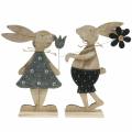 Floristik24 Figura decorativa coniglio in legno feltro 30/31,5 cm 2 pezzi