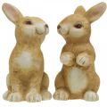 Floristik24 Coniglietto seduto, decorazione in ceramica, Pasqua, coppia di coniglietti marroni H15cm set di 2