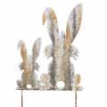 Floristik24 Coniglietto decorativo pasquale con bambino da attaccare in metallo effetto betulla ruggine 25 × 32 cm