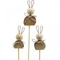 Floristik24 Coniglietto fiore bastone legno ruggine Coniglietto pasquale decorazione natura 8cm 8pz